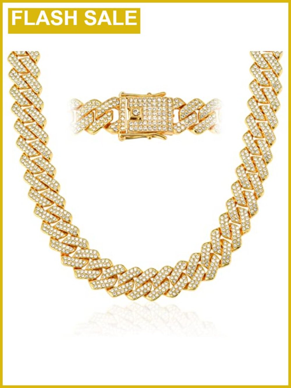 Mens Cuban Link Chain 14mm Iced Out Stainless Steel Necklace Hip Hop